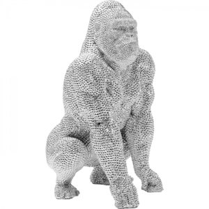 KARE Design Soška Gorila stojící Stříbrná 46cm