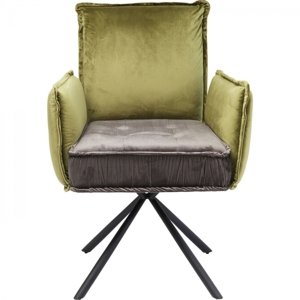 KARE Design Zelenošedá čalouněná židle s područkami Chelsea