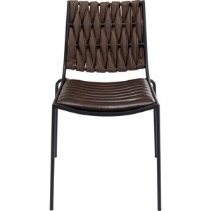 KARE Design Tmavě hnědá polstrovaná židle s výpletem Two Face