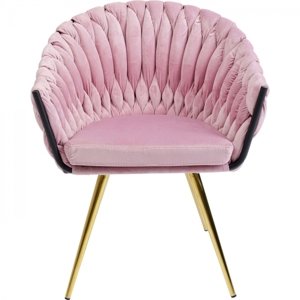 KARE Design Růžová polstrovaná židle s područkami Knot