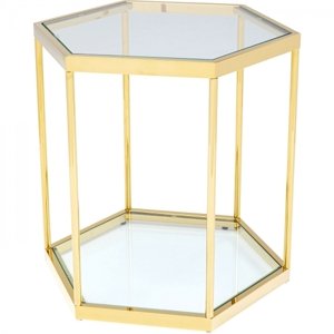 KARE Design Odkládací stolek Hexagon - zlatý, 55cm