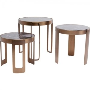 KARE Design Konferenční stolek Perelli - mosazný (set 3 kusů)