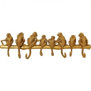 KARE Design Věšák na zeď Monkey - zlatý, 70cm