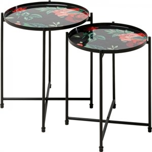 KARE Design Odkládací stolek Flowers Garden - kruhový, (set 2 kusů)