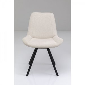 KARE Design Bílá čalouněná jídelní židle Baron - otočná