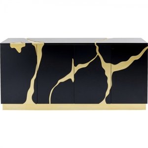 KARE Design Komoda Cracked Black - zlatá, 165x80cm