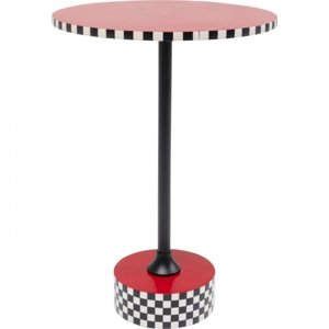 KARE Design Odkládací stolek Domero Checkers - červený, Ø40cm