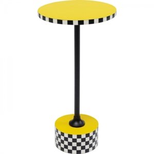 KARE Design Odkládací stolek Domero Checkers - žlutý, Ø25cm