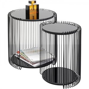 KARE Design Odkládací stolek Wire Double černý (set 2 kusů)
