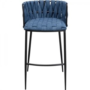 KARE Design Čalouněná barová židle Saluti modrá 77cm
