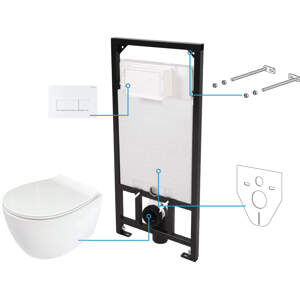 Deante WC set Silia 6v1, podomítkový systém + toaleta - CDLA6ZPW