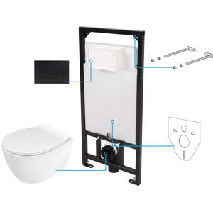 Deante WC set Silia 6v1, podomítkový systém + toaleta - CDLN6ZPW