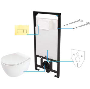 Deante WC set Silia 6v1, podomítkový systém + toaleta - CDLZ6ZPW