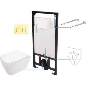 Deante WC set Hiacynt NEW 6v1, podomítkový systém + toaleta - CDYZ6ZPW