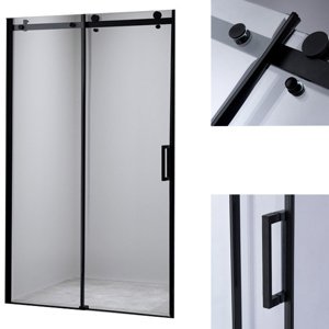 BPS-koupelny Posuvné sprchové dveře HYD-PD03 100 černá/transparent pro instalaci do niky