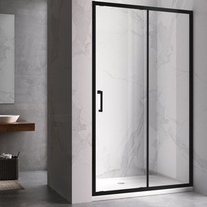 BPS-koupelny Posuvné sprchové dveře HYD-PD14 100 černá/transparent pro instalaci do niky