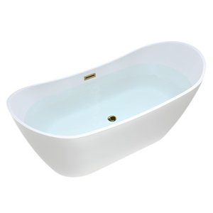 BPS-koupelny Volně stojící akrylátová vana HYD-RIC513A 150x75 bílá, odtokový komplet zlatý