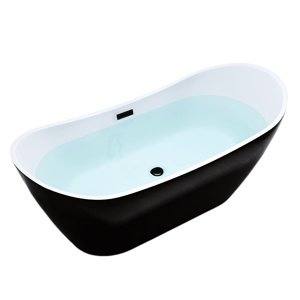 BPS-koupelny Volně stojící akrylátová vana HYD-RIC513C 170x75 bílá/černá, odtokový komplet černý