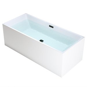 BPS-koupelny Volně stojící akrylátová vana HYD-SAN507C 170x75 bílá, odtokový komplet černý