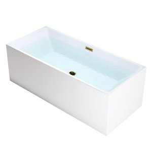 BPS-koupelny Volně stojící akrylátová vana HYD-SAN507A 150x75 bílá, odtokový komplet zlatý
