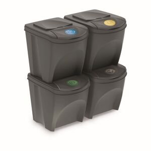 Prosperplast Sada 4 odpadkových košů SORTIBOX III 4x25 litrů Barva: Šedý kámen, kód produktu: IKWB25S4-405U, objem (l): 4x25