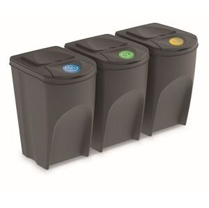 Prosperplast Sada 3 odpadkových košů SORTIBOX IV 3x35 litrů Barva: Šedý kámen, kód produktu: IKWB35S3-405U, objem (l): 3x35