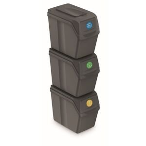 Prosperplast Sada 3 odpadkových košů SORTIBOX I 3x20 litrů Barva: Šedý kámen, kód produktu: ISWB20S3-405U, objem (l): 3x20