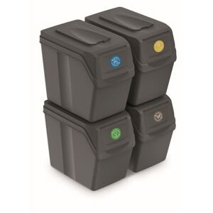 Prosperplast Sada 4 odpadkových košů SORTIBOX I 4x20 litrů Barva: Šedý kámen, kód produktu: ISWB20S4-405U, objem (l): 4x20