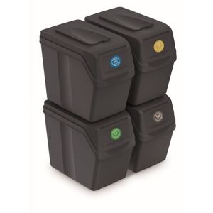 Prosperplast Sada 4 odpadkových košů SORTIBOX I 4x20 litrů Barva: Antracit, kód produktu: ISWB20S4-S433, objem (l): 4x20