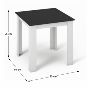 Kondela Jídelní stůl, bílá / černá, 80x80 cm, KRAZ