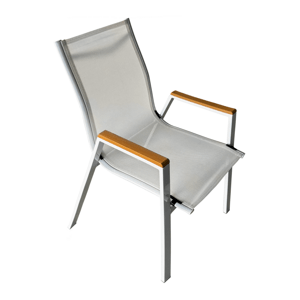 Kondela Zahradní stohovatelná židle, bílá ocel/dub, BONTO