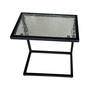 Kondela Zahradní stolek, černá ocel/tvrzené sklo, SELKO