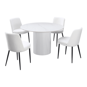 Kondela Jídelní stůl, bílý mramor/MDF, průměr 120 cm, MAHIR TYP 1