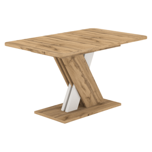 Kondela Jídelní rozkládací stůl, dub wotan/bílá, 140-180x85 cm, EXIL