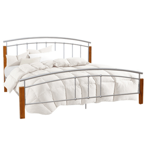 Kondela Manželská postel, dřevo olše/stříbrný kov, 160x200, MIRELA