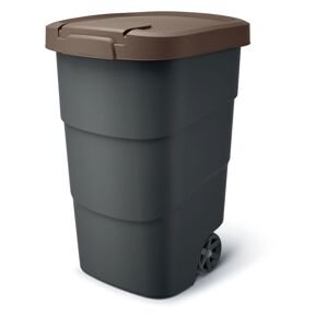 Prosperplast Zahradní popelnice s kolečky WHEELER antracit s hnědým víkem kód produktu: NBWB110-7589C, rozměry (cm): 54x49,6x85,2, objem (l): 110