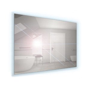 BPS-koupelny Zrcadlo závěsné s LED podsvětlením po obvodu Nikoletta LED 1 Typ: bez vypínače, kód produktu: Nikoletta LED 1/100, rozměry: 100x65 cm