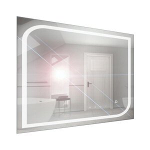 BPS-koupelny Zrcadlo závěsné s pískovaným motivem a LED osvětlením Nikoletta LED 6 Typ: dotykový vypínač, kód produktu: Nikoletta LED 6/100 TS, rozměry: 100x65 cm
