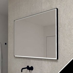 BPS-koupelny Zrcadlo v kovovém rámu s LED osvětlením po obvodu Nikoletta LED 14 BLACK, černá Typ: bez vypínače, Rozměry (cm): 100x65 - (Nikoletta LED 14/100 BLACK)