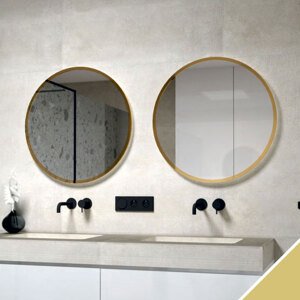 BPS-koupelny Zrcadlo v kovovém rámu s LED podsvícením po obvodu Nikoletta LED 17 GOLD, zlatá Typ: bez vypínače, Rozměry (cm): 60x60 - (Nikoletta LED 17/60 GOLD)