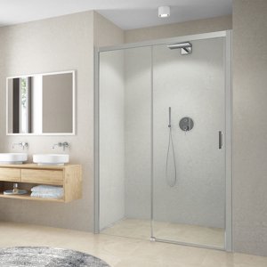 Roth Posuvné sprchové dveře CI D2L_CI D2R pro instalaci do niky Varianta: šířka: 130 cm, orientace: Pravá (dveře s pevným postranním dílem vpravo), profily: černá (elox), výplň: transparent, Kód produktu: CI D2R/1300 - CI D2R 130200 NPE