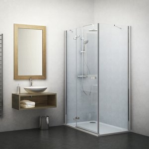 Roth Čtvercový nebo obdélníkový sprchový kout GBL+GDOP1, GBP+GDOL1 Varianta: šířka dveří: 100 cm, šířka pevné stěny: 100 cm, orientace: pevná stěna vlevo (při čelním pohledu na dveře), kód produktu: GBL1/1000_GDOP1/1000, profily: brillant, výplň: transparent