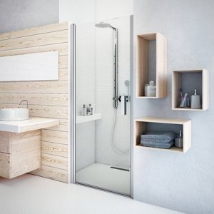 Roth Jednokřídlé sprchové dveře TCN1 pro instalaci do niky Varianta: šířka: 90 cm, orientace: Univerzální, kód produktu: TCN1/900 - 728-9000000-01-02, profily: stříbrná (elox), výplň: transparent