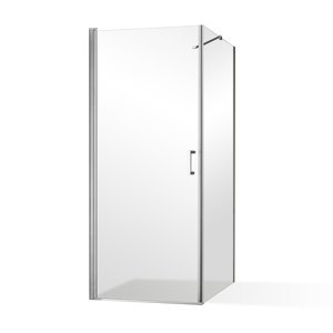 Roltechnik Outlet Otevírací jednokřídlé sprchové dveře OBCO1 s pevnou stěnou OBCB Varianta: šířka dveří: 80 cm, šířka pevné stěny: 90 cm, kód produktu: OBCO1-80_OBCB-90, profily: brillant, výplň: transparent