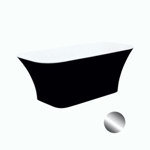 Besco Volně stojící vana z litého mramoru Assos S-Line BW 160x70 Barva: Bílá/černá, Rozměry: 160x70x59 cm, Varianta: Assos S-Line BW 160 CR/Click-Clack s horním čištěním chrom, #WMD-160-ABC