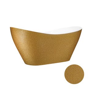Besco Volně stojící vana z litého mramoru Viya Glam 160x70 (170x71) Barva: Bílá/zlatá, Rozměry: 158x70,5x71 cm, Varianta: Viya Glam Z 160 Click-Clack chrom, #WMD-160-VZ