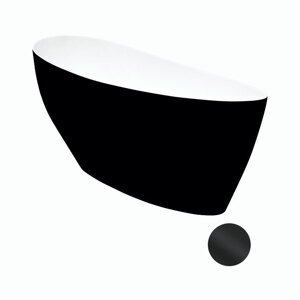 Besco Volně stojící vana z litého mramoru Keya BW 165x70 Barva: Bílá/černá, Rozměry: 163,5x70,5x75 cm, Varianta: Keya BW 165 B/Click-Clack s horním čištěním černý, #WMD-165-KWB