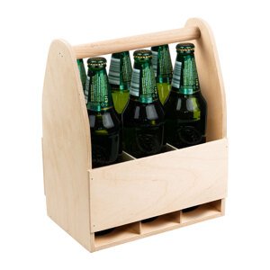FK Dřevěný nosič na 6 láhví piva 32x26x16 cm, Přírodní