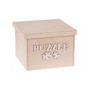 FK Dřevěný box na hračky - Puzzle 25x25x20 cm, Přírodní