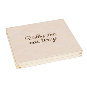 FK Dřevěná krabička na dárek nebo fotografie 10x15 s gravírováním VELKÝ DEN - 22x18x3 cm, Přírodní